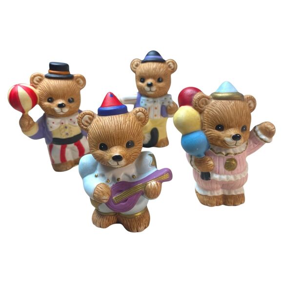 Homco Circus Bear Figurines #1449 Set of 4 Vintage Clown Bears w/ Stickers - Picture 3 of 8